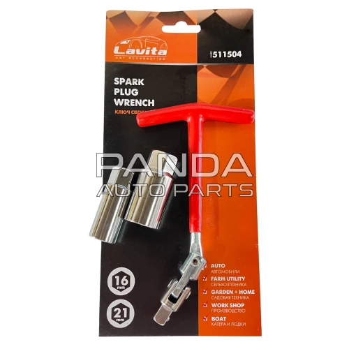 Ключ свечной с шарниром Т-образный 16x21мм  LAVITA 511504