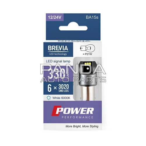 Лампа LED 12-24V 330Lm (2шт)  P21W BA15s BREVIA 10101X2