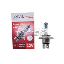 Лампа галогенна Power Ultra +60% 55W H4 BREVIA 12040PUC