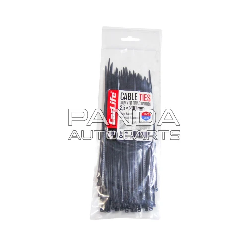 Хомут пластиковый черный 2.5x200мм (100шт) BYD Song Plus (БИД Сонг Плюс) CARLIFE BL2.5x200