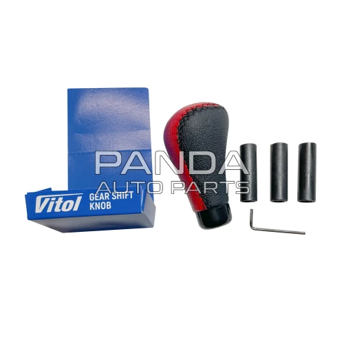Ручка КПП универсальная декоративная черно-красная кожа  VITOL F 25338 P