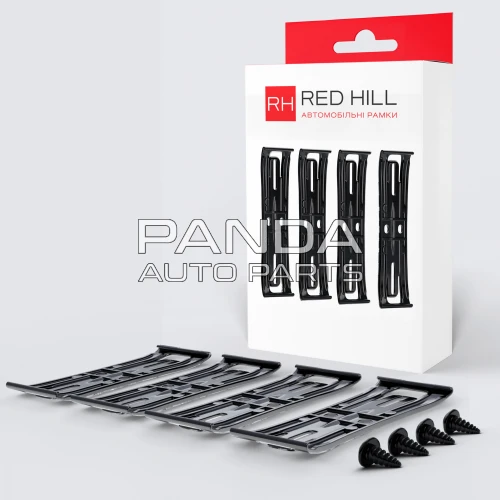 Рамка автомобильная под номер черная комплект Невидимка  RED HILL 003-0