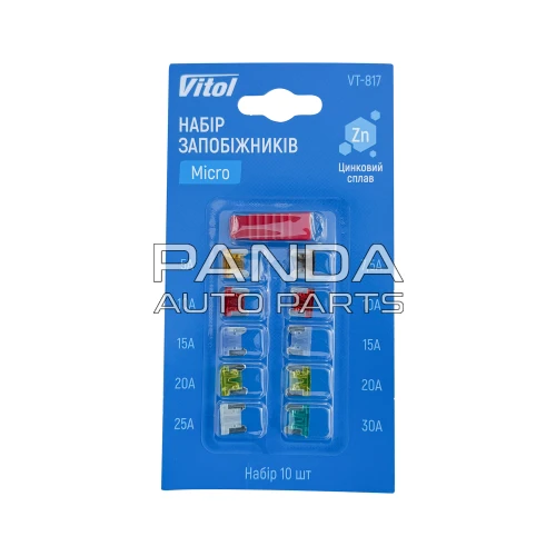 Предохранители Micro цинковый сплав 5А-30А  10шт VITOL VT-817