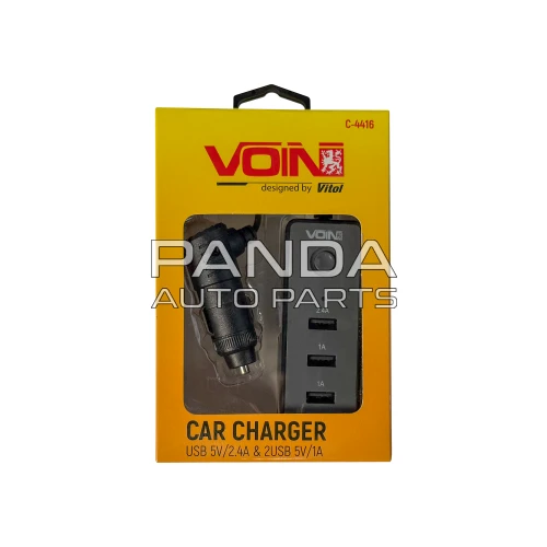 Автомобильное зарядное устройство 3USB провод 1м. 12/24V-5V 2.4A VOIN C-4416