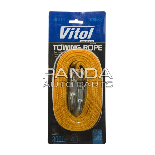 Трос буксировочный оранжевый  3т. 4,5м. VITOL TP-205-3-1